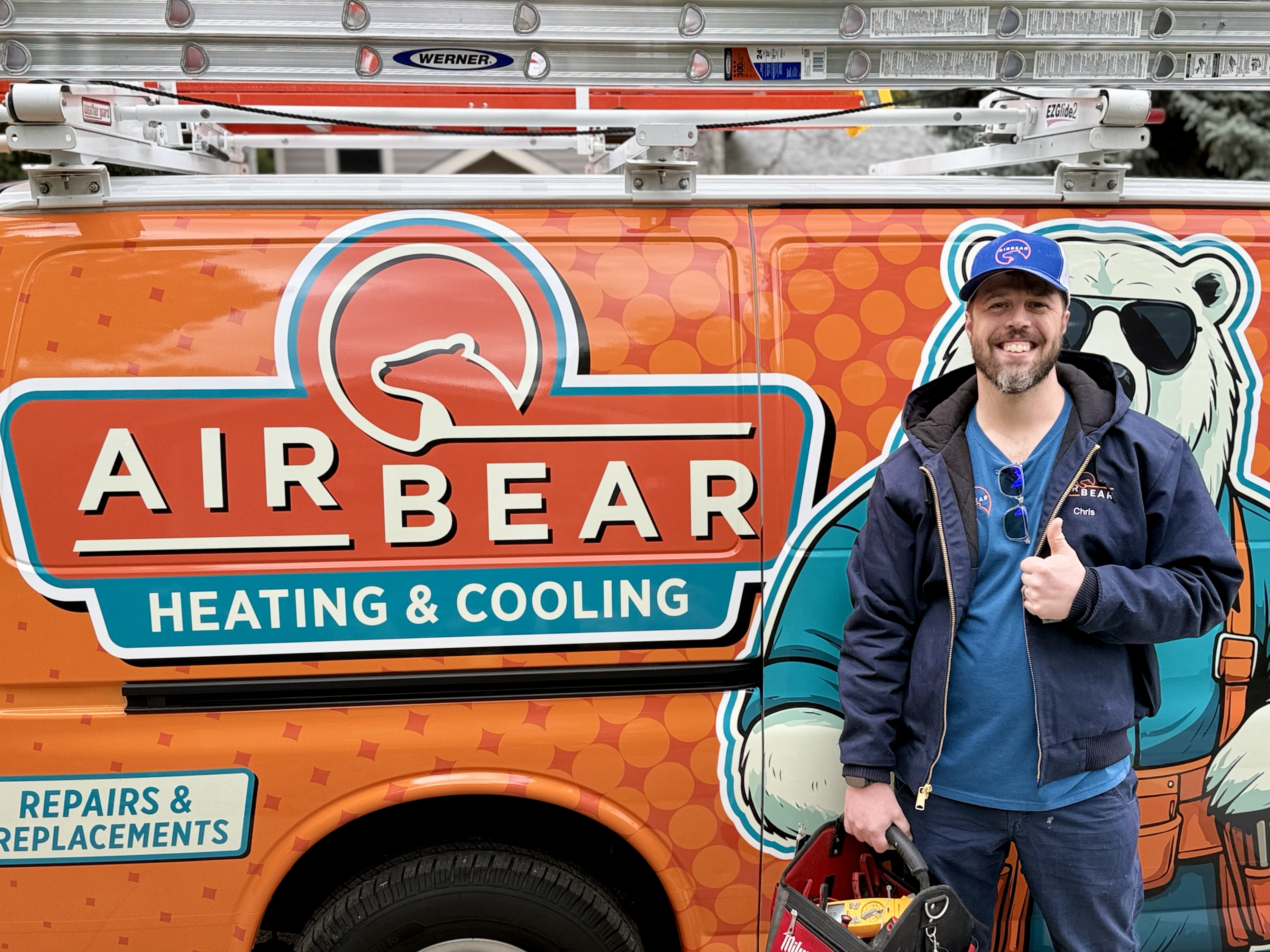 Chris with the AirBear service van